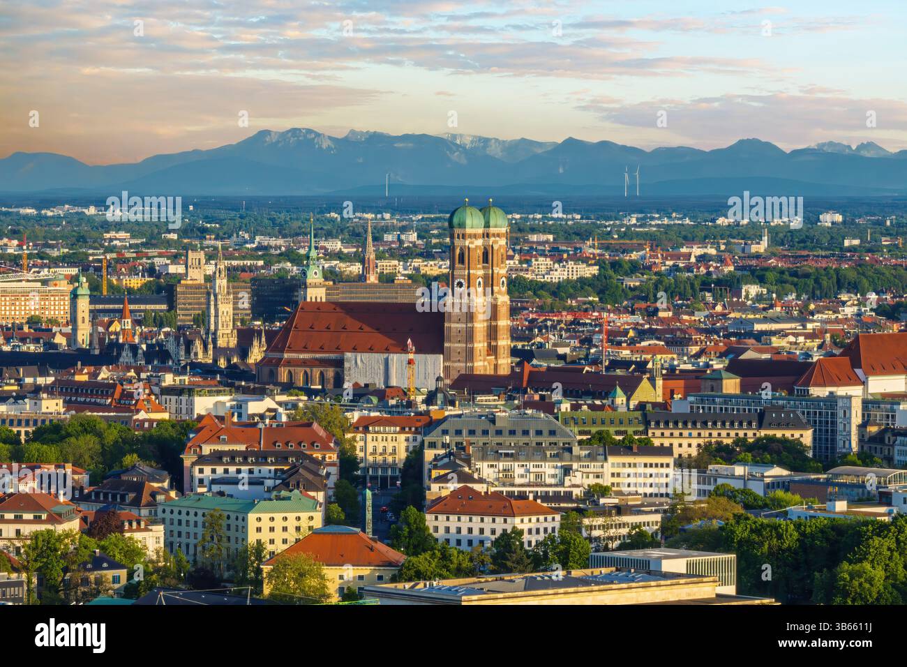 Aerial view of Munich with Frauenkirche in Munich, Germany Stock Photo ...