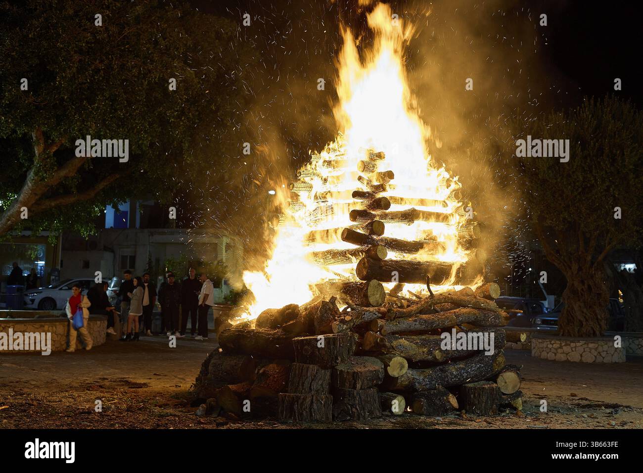 Psinthos Rhodes Large wooden log burns in hi-res stock photography and images - Alamy