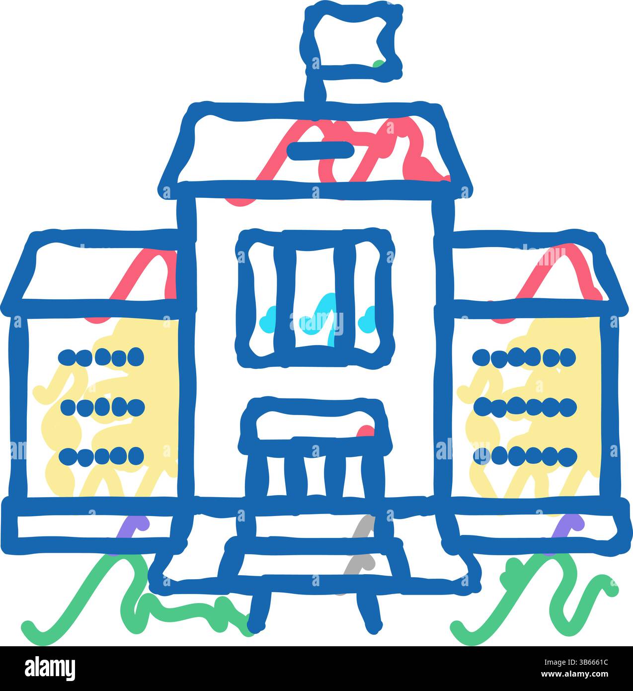 building kindergarten icon doodle illustration Stock Vector Image & Art ...