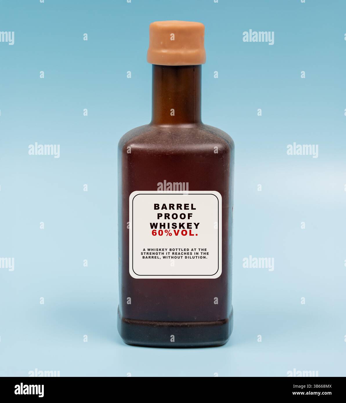 Barrel proof whiskey. A whiskey bottled at the strength it reaches in the barrel, without dilution. Known for its intense flavour and high alcohol content, offering a pure and undiluted experience Stock Photo