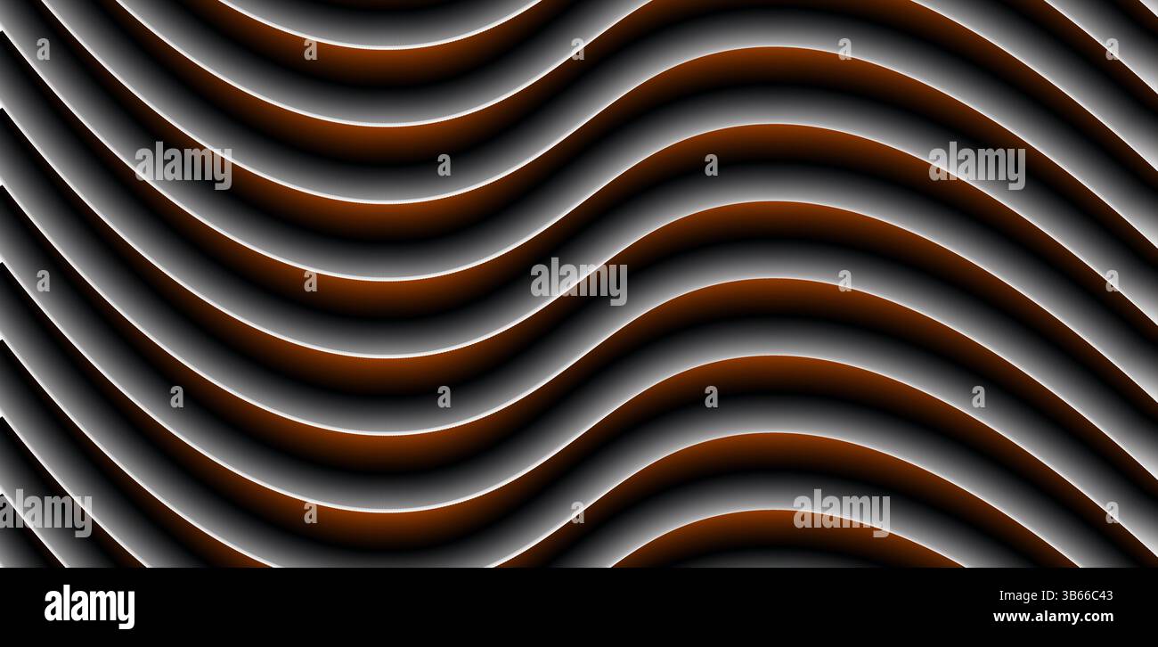 Abstract 3D wavy pattern with dark black and warm brown tones layered ...