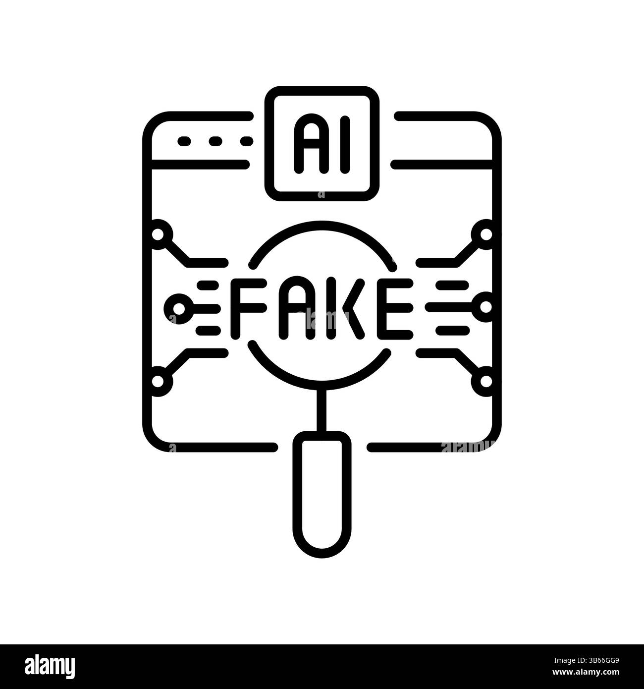 Counterfeit detection black line icon for digital and print projects ...