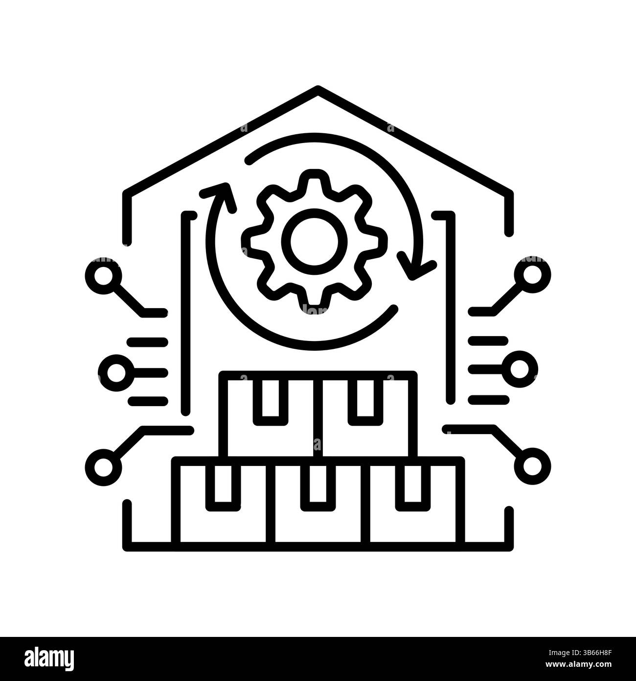Inventory management black line icon for digital and print projects ...