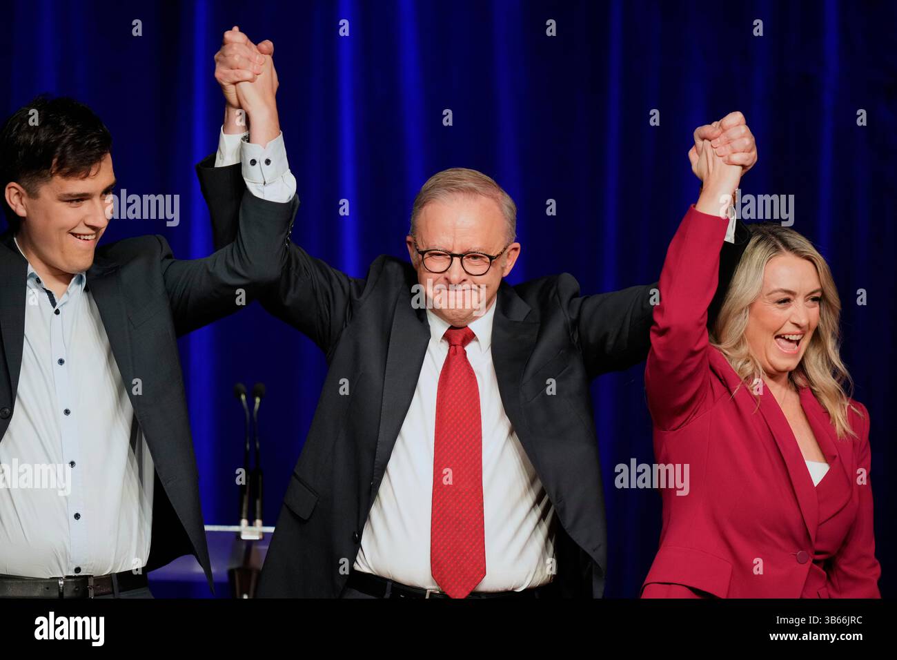 Australian Prime Minister Anthony Albanese, his son Nathan and partner ...