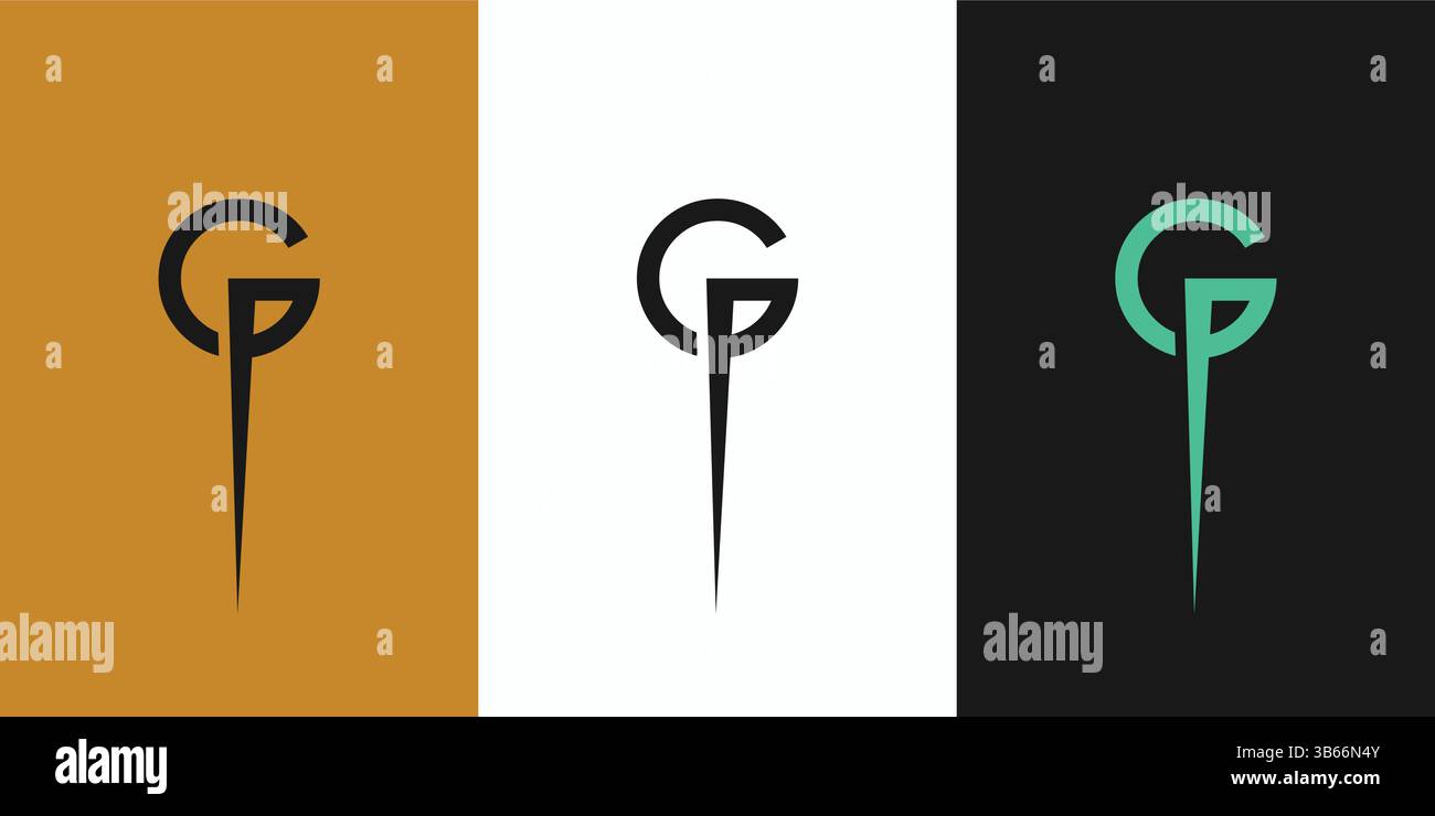 Unique and modern abstract GP logo design Stock Vector