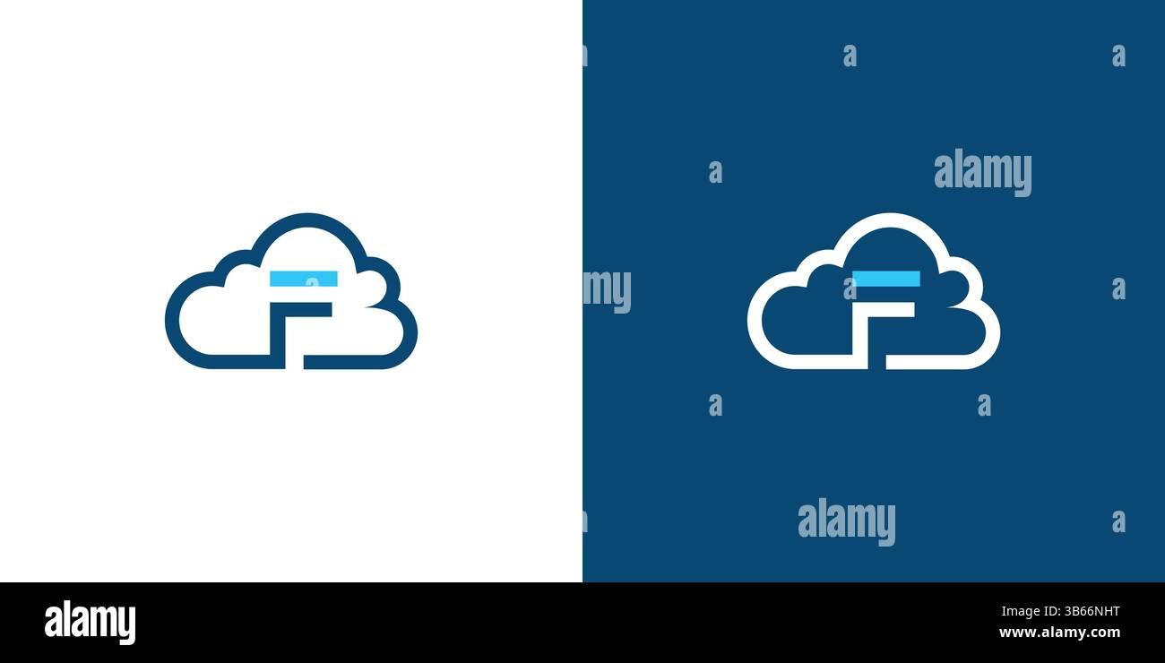 Unique and attractive F cloud logo design Stock Vector