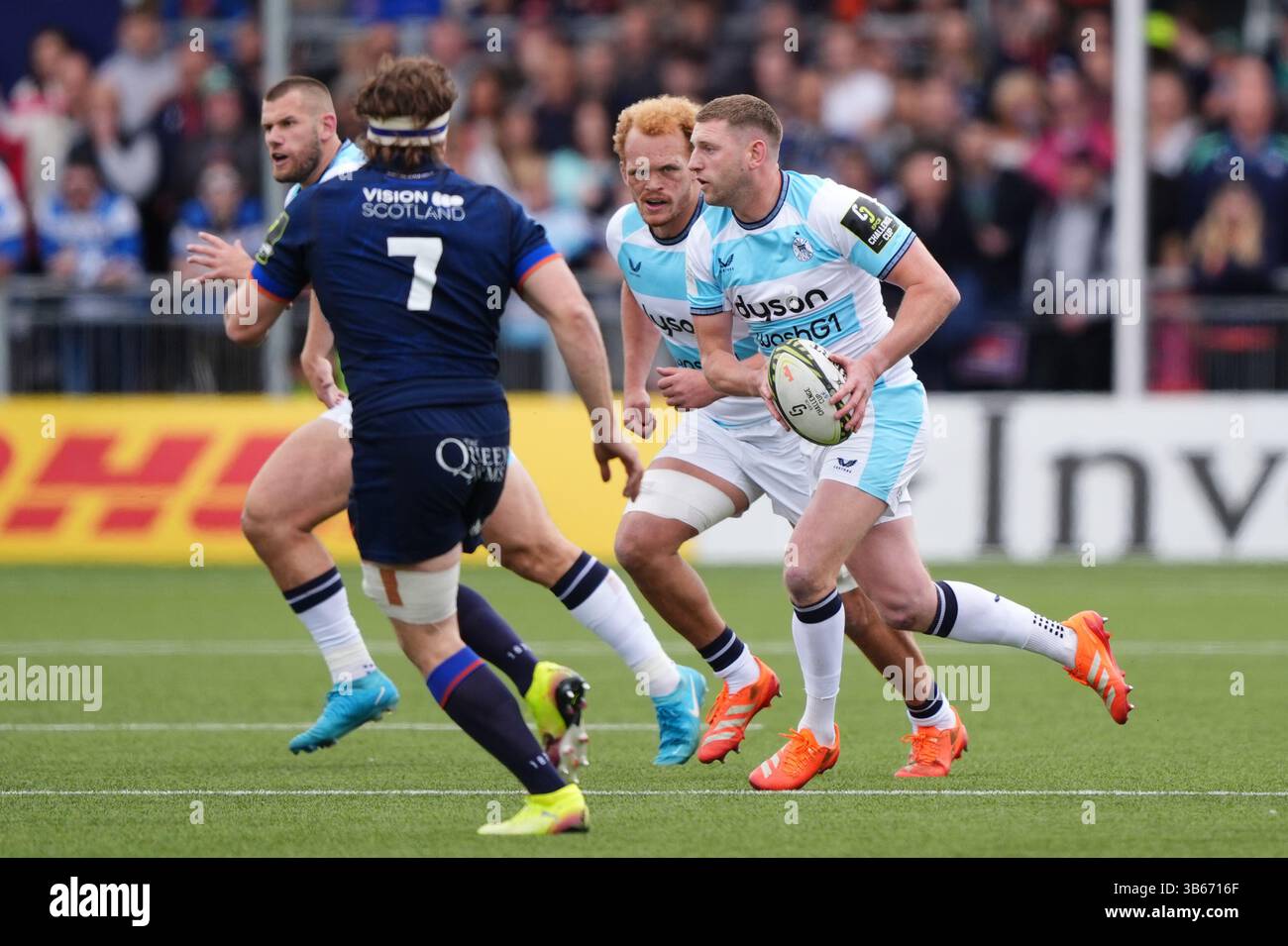 Bath Rugby’s Finn Russell (right) in action with the ball during the ...