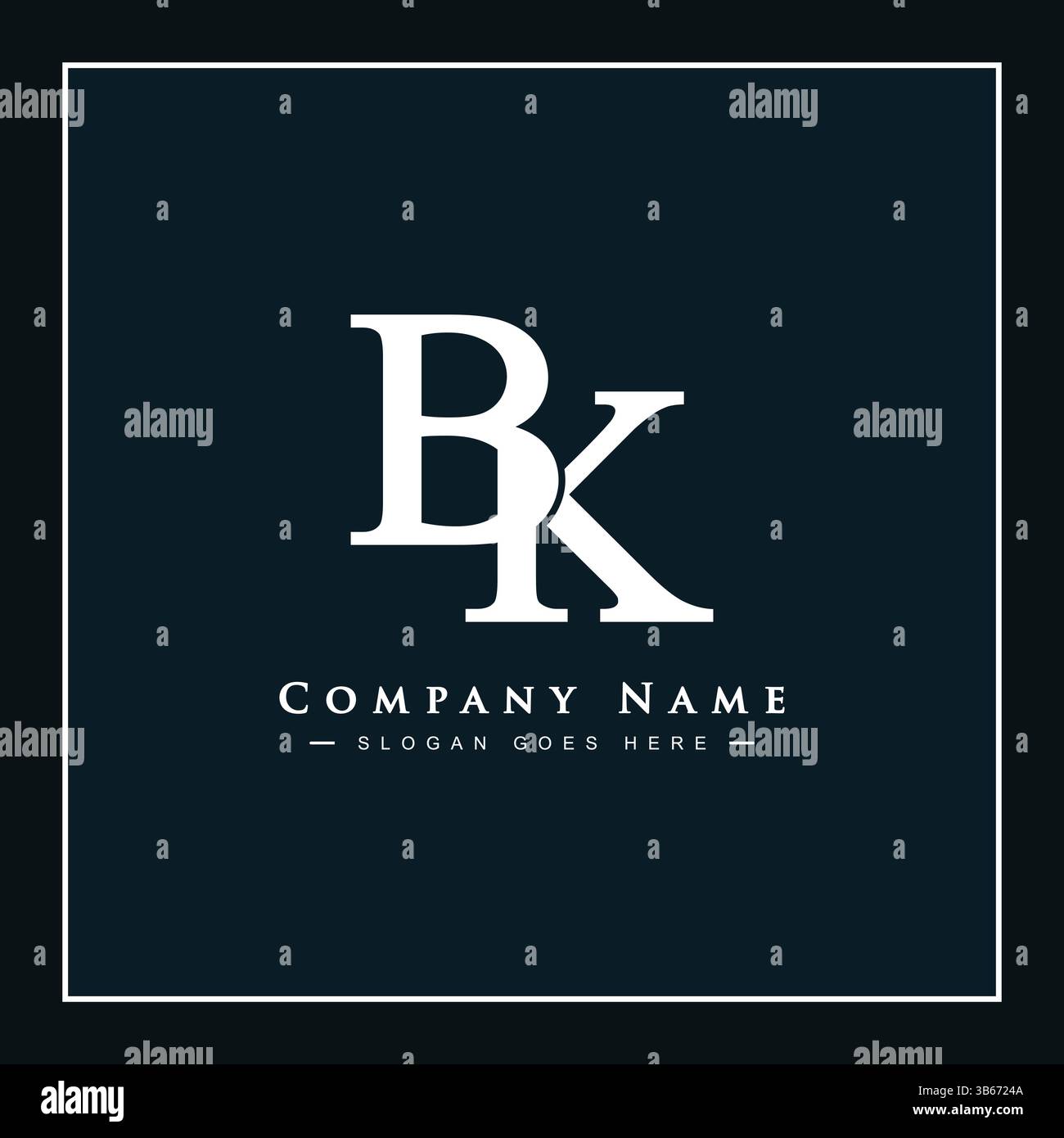BK Vector Logo Template - Simple Icon for Initial Letter B and K Monogram Stock Vector