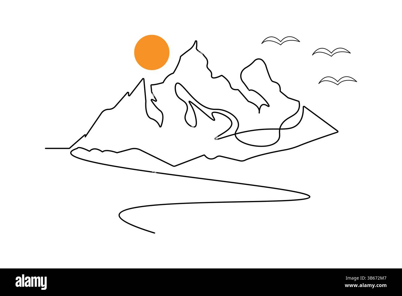 Simple illustration of mountain vector continuous single line drawing Stock Vector