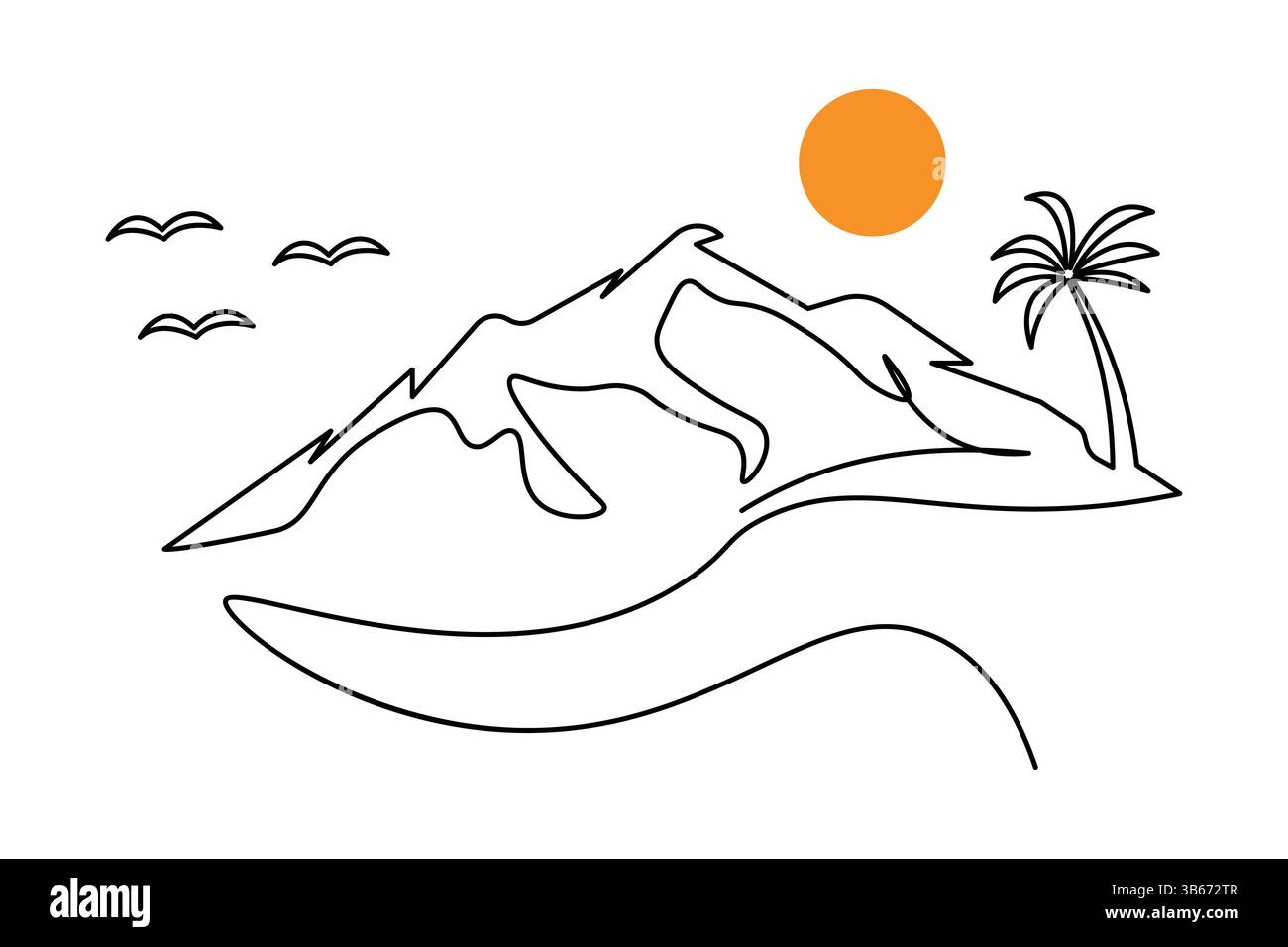 Simple illustration of mountain vector continuous single line drawing Stock Vector