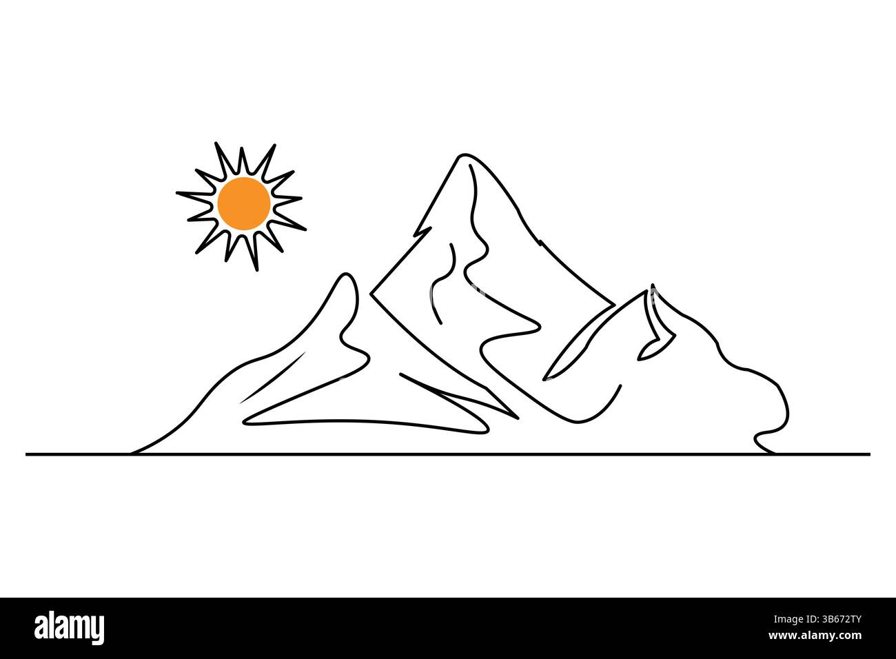 Simple illustration of mountain vector continuous single line drawing Stock Vector