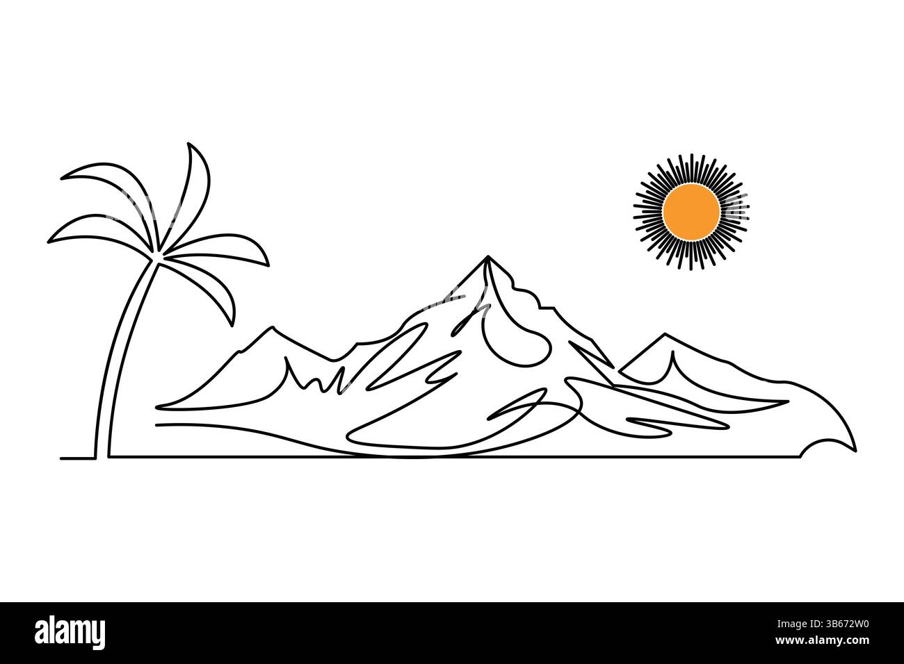 Simple illustration of mountain vector continuous single line drawing Stock Vector