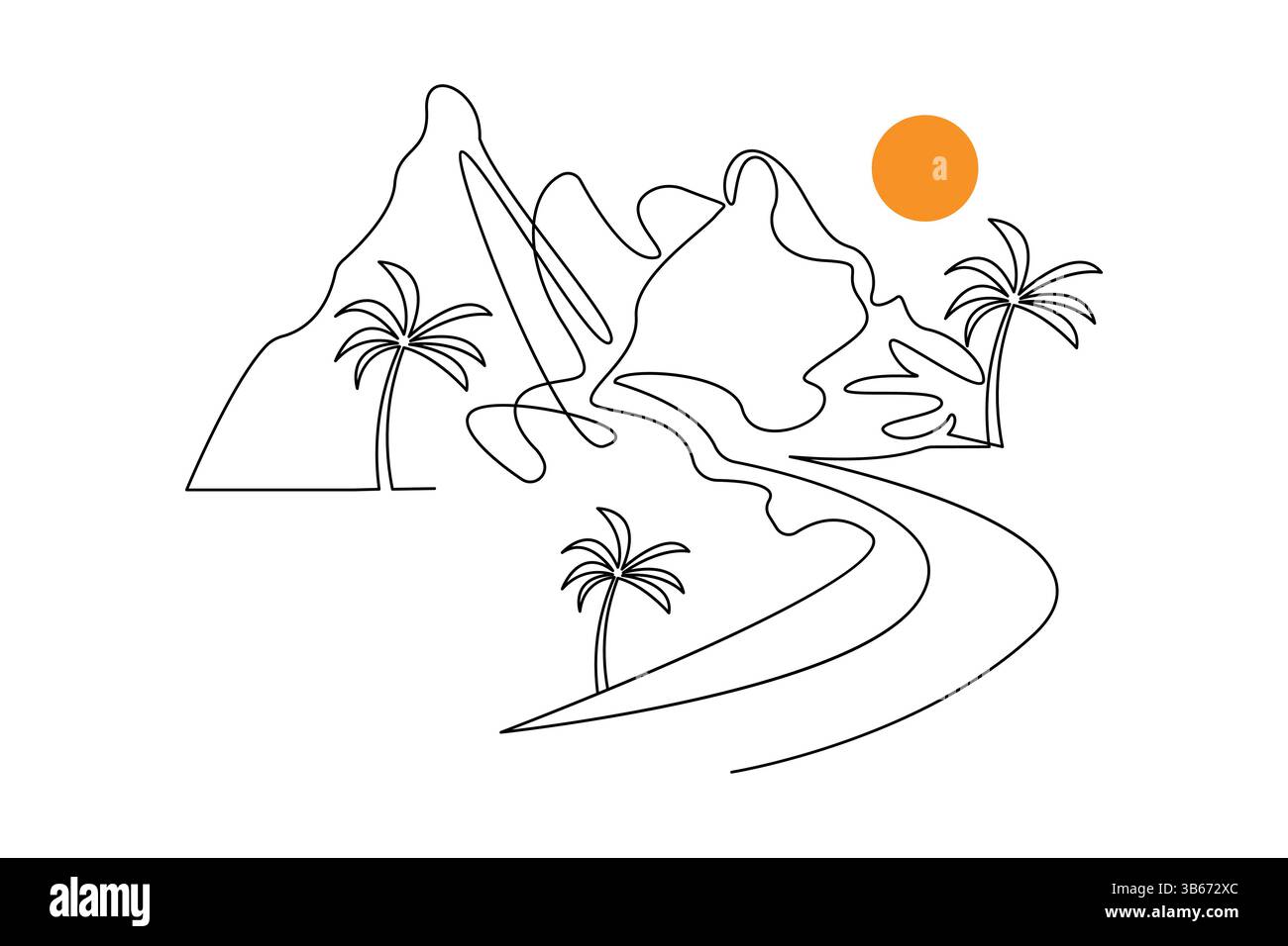 Simple illustration of mountain vector continuous single line drawing Stock Vector