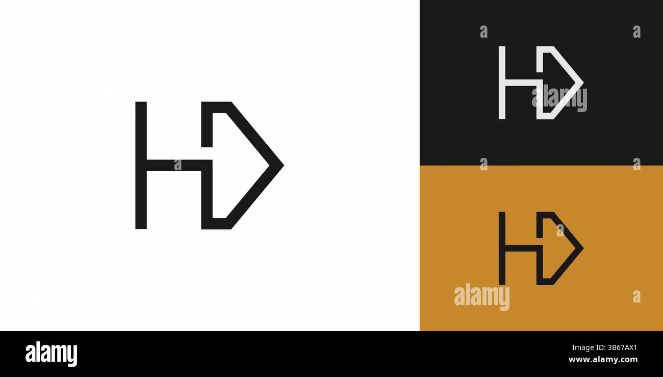 HD logo design is sophisticated and unique with black and gold accents Stock Vector