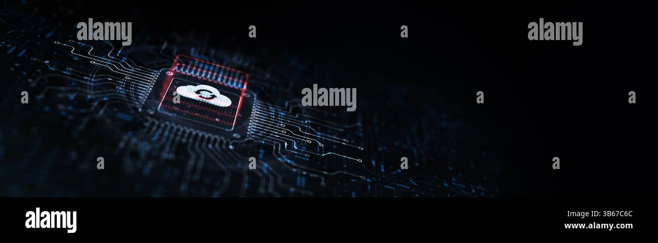 Cloud Enabling Scalable Solutions for Data Storage Illustrated on a Processor Touched by a Human Hand. Stock Photo