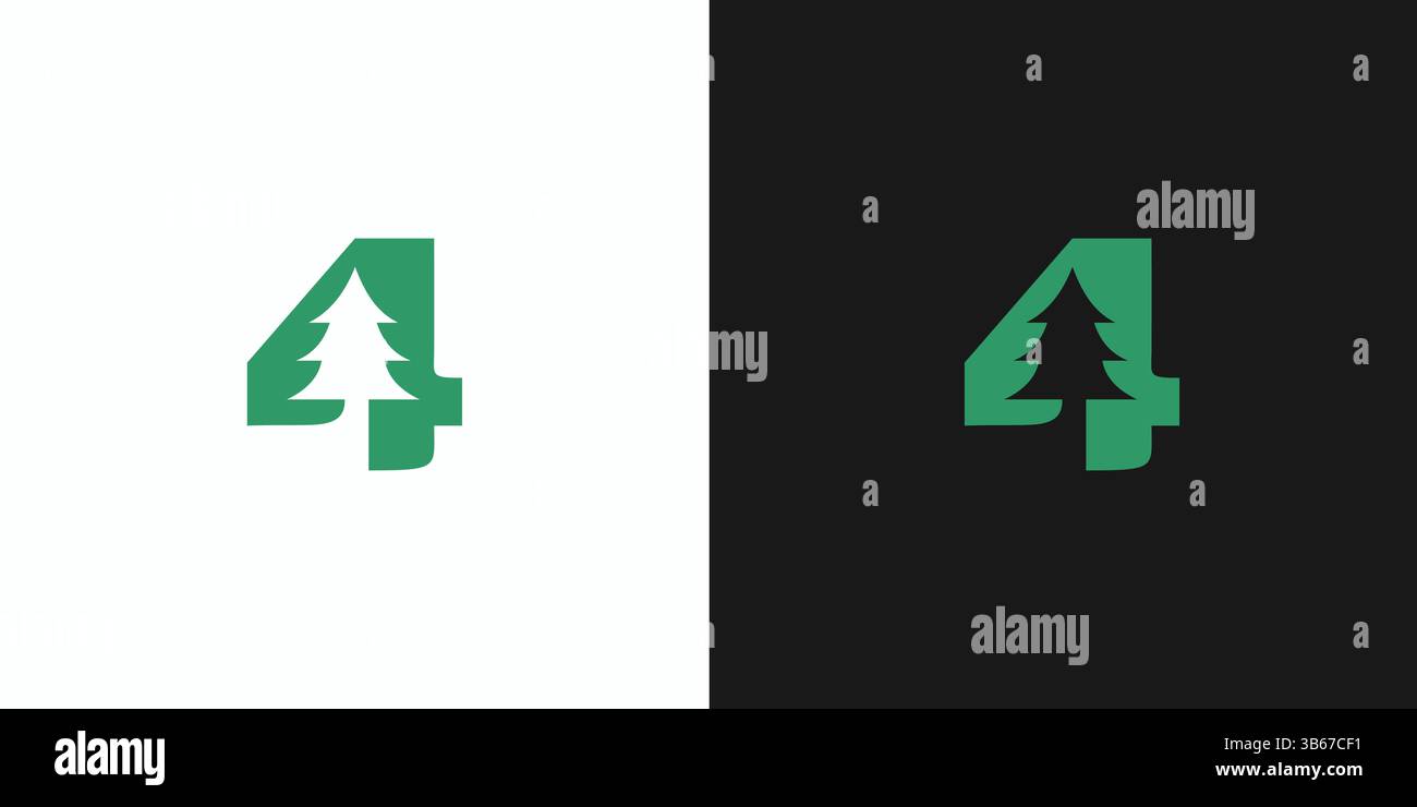 Unique and professional 4 pines logo design Stock Vector