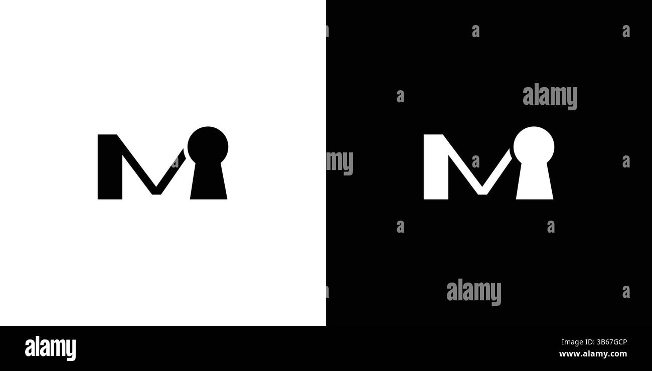 The initial M key logo design is simple and unique Stock Vector