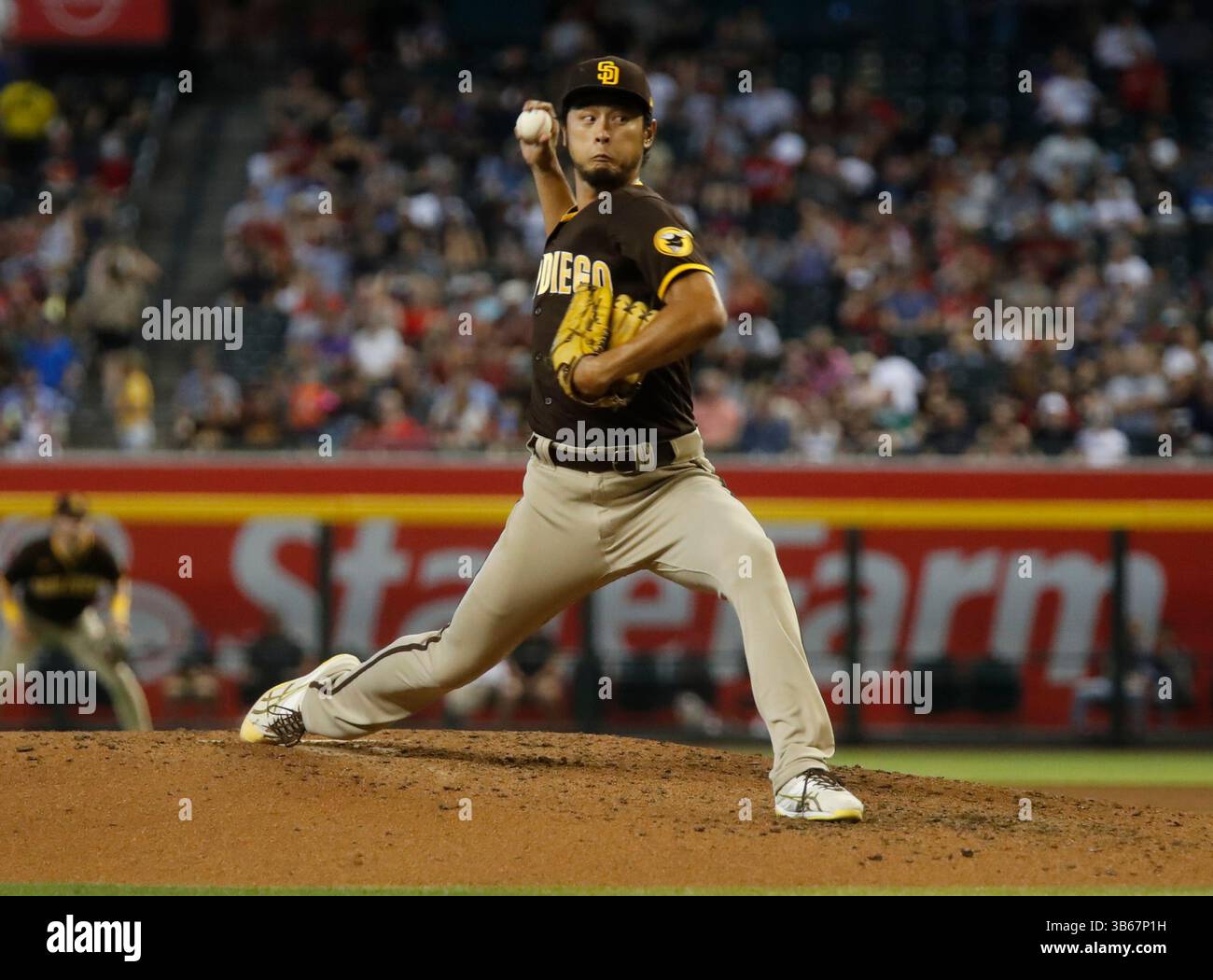San Diego Padres' Yu Darvish, left, poses for a photo with