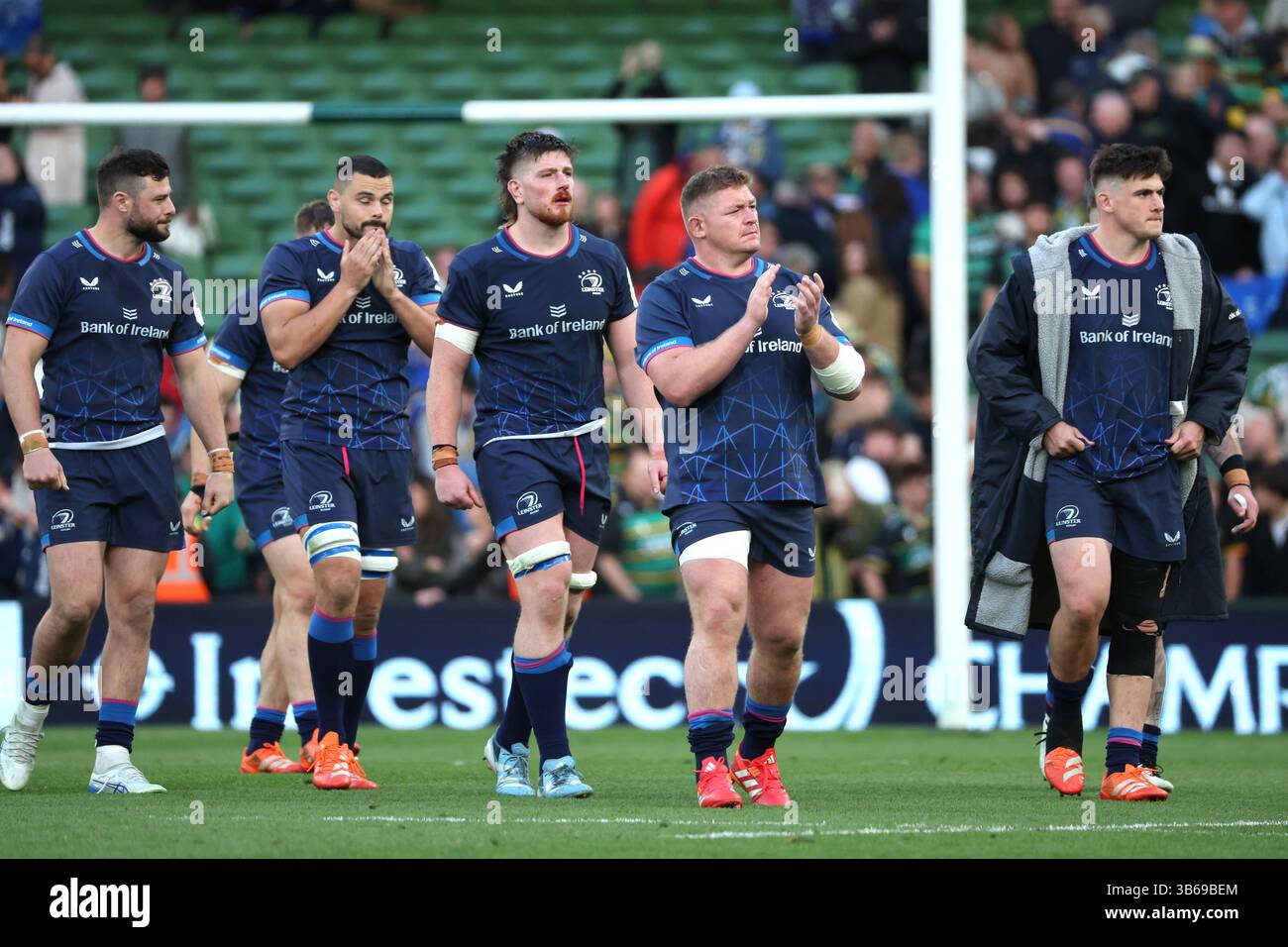 Leinster Rugby players applaud the fans following defeat in the ...