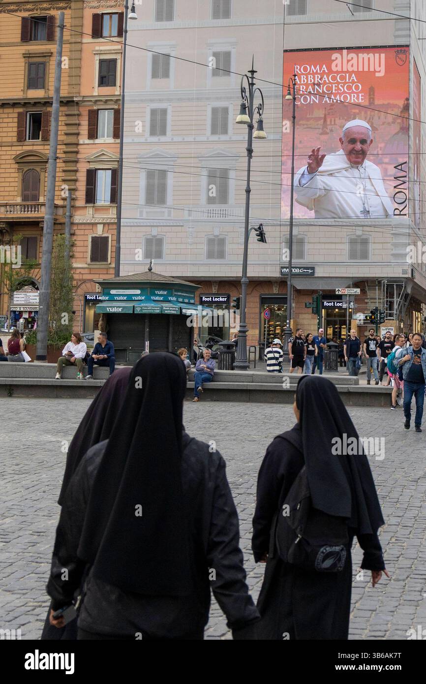Aftermath of the death of Pope Francis at the Vatican A picture of Pope ...