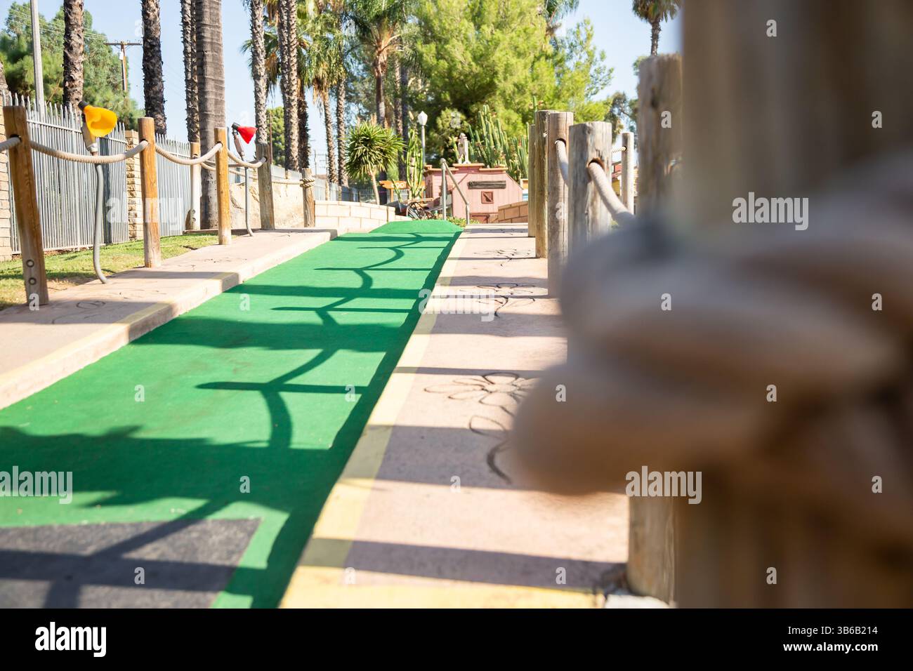 A view of a miniature golf course. Stock Photo