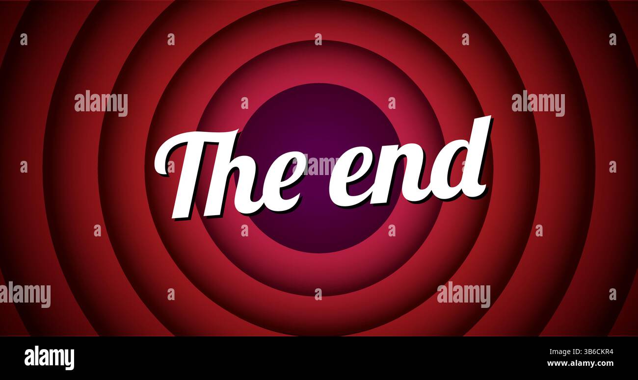 End movie hollywood film background cartoon poster cinema screen. Retro end movie vintage vector background. Stock Vector
