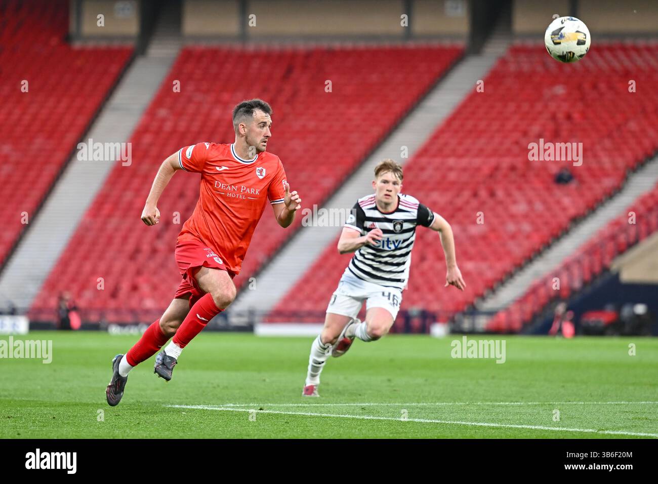 Glasgow, Scotland, UK. 2nd May, 2025. Shaun Byrne of Raith Rovers and ...