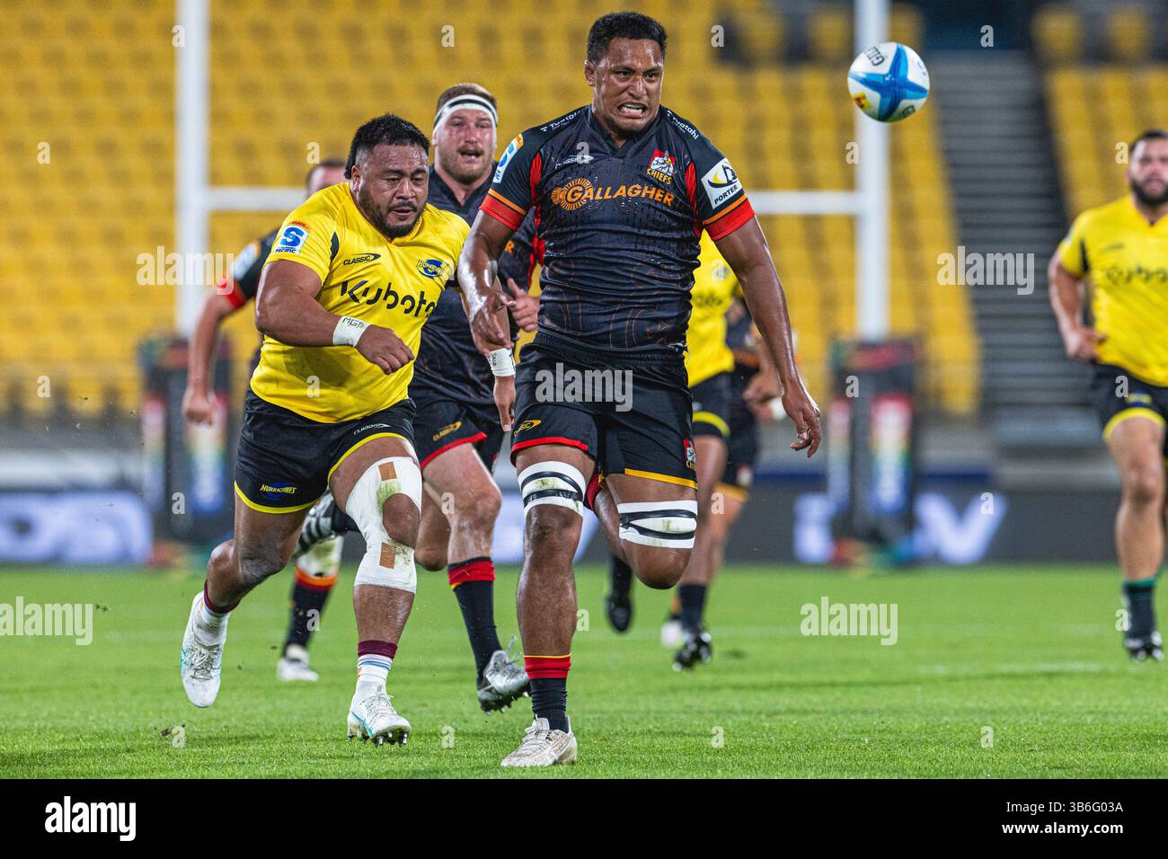 Wellington, NEW ZEALAND - MAY 3 : Samipenu Finau of the Chiefs attempts ...