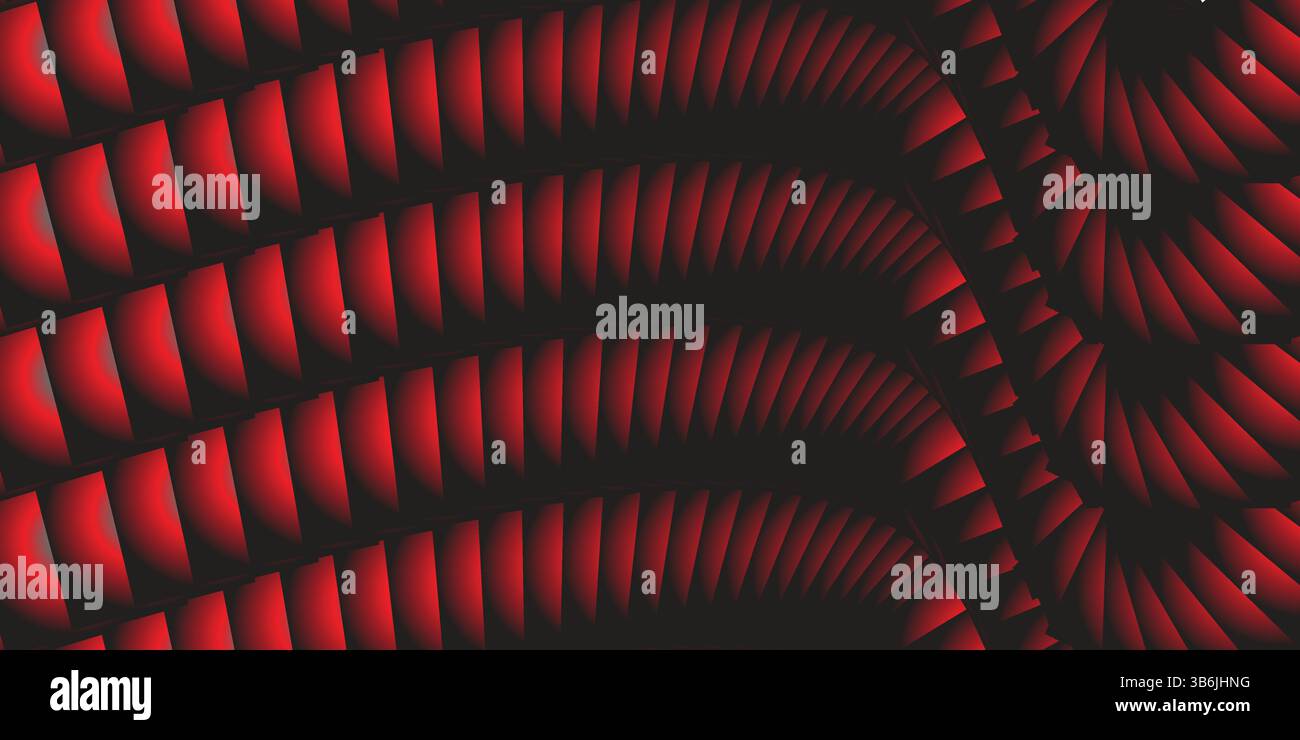 Black and red abstract woven pattern with 3D illusion and modern depth effect background, backdrop Stock Vector