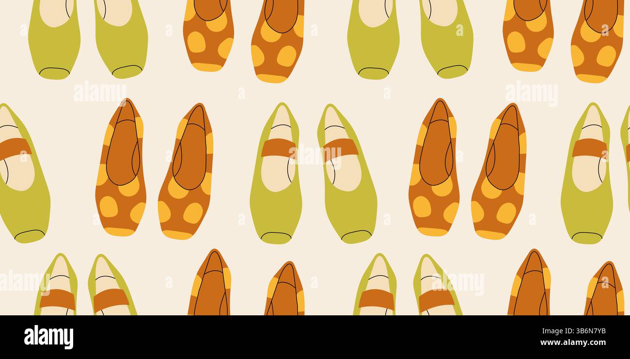 Seamless pattern with summer women's shoes Stock Vector