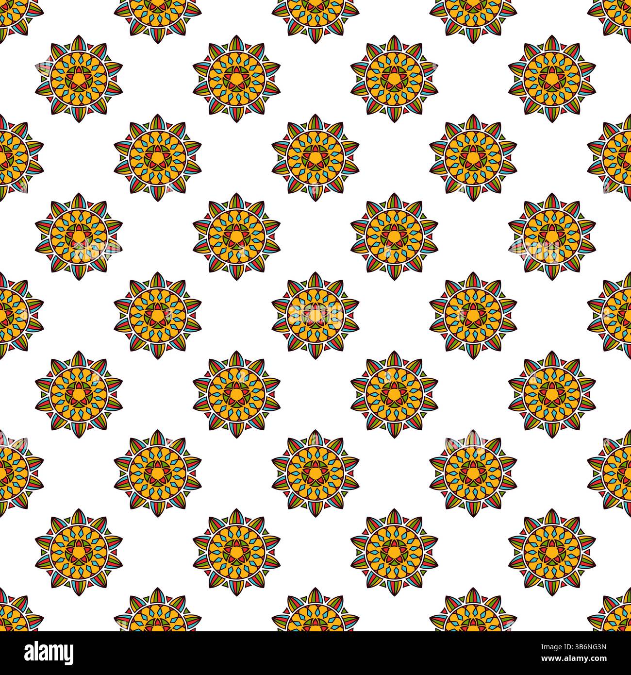 Colorful glaze seamless pattern of mandalas Stock Vector Image & Art ...