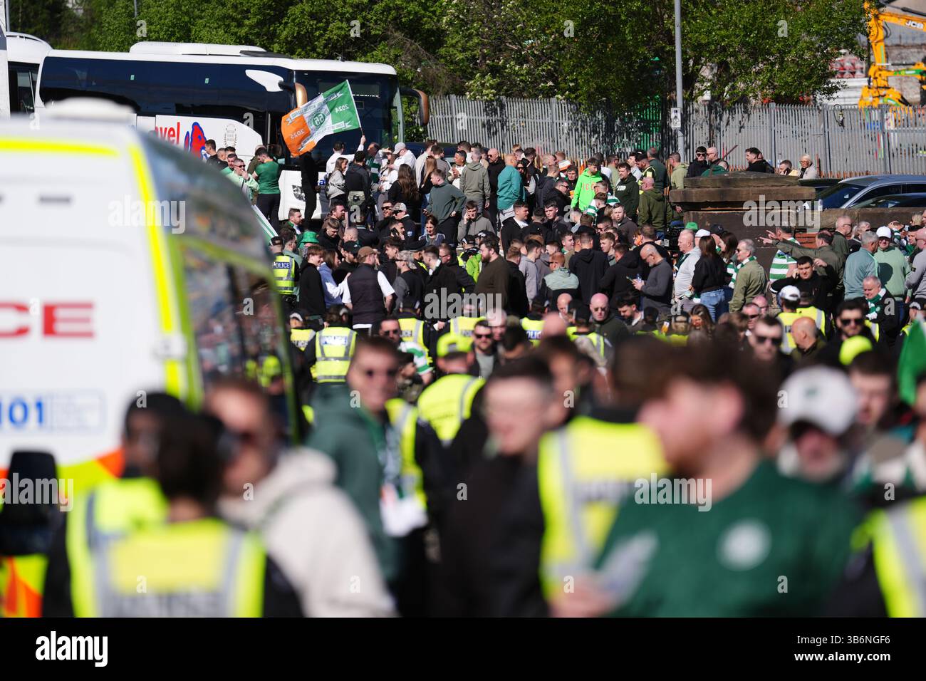 Police keep watch over Celtic fans arriving before the William Hill ...