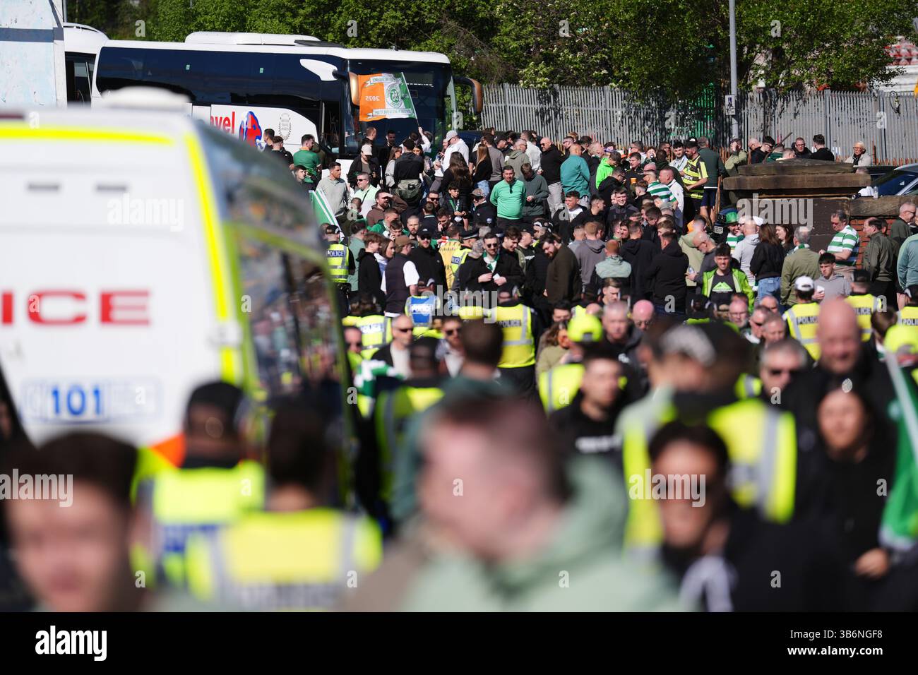 Police keep watch over Celtic fans arriving before the William Hill ...