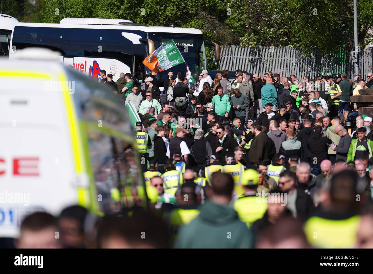 Police keep watch over Celtic fans arriving before the William Hill ...