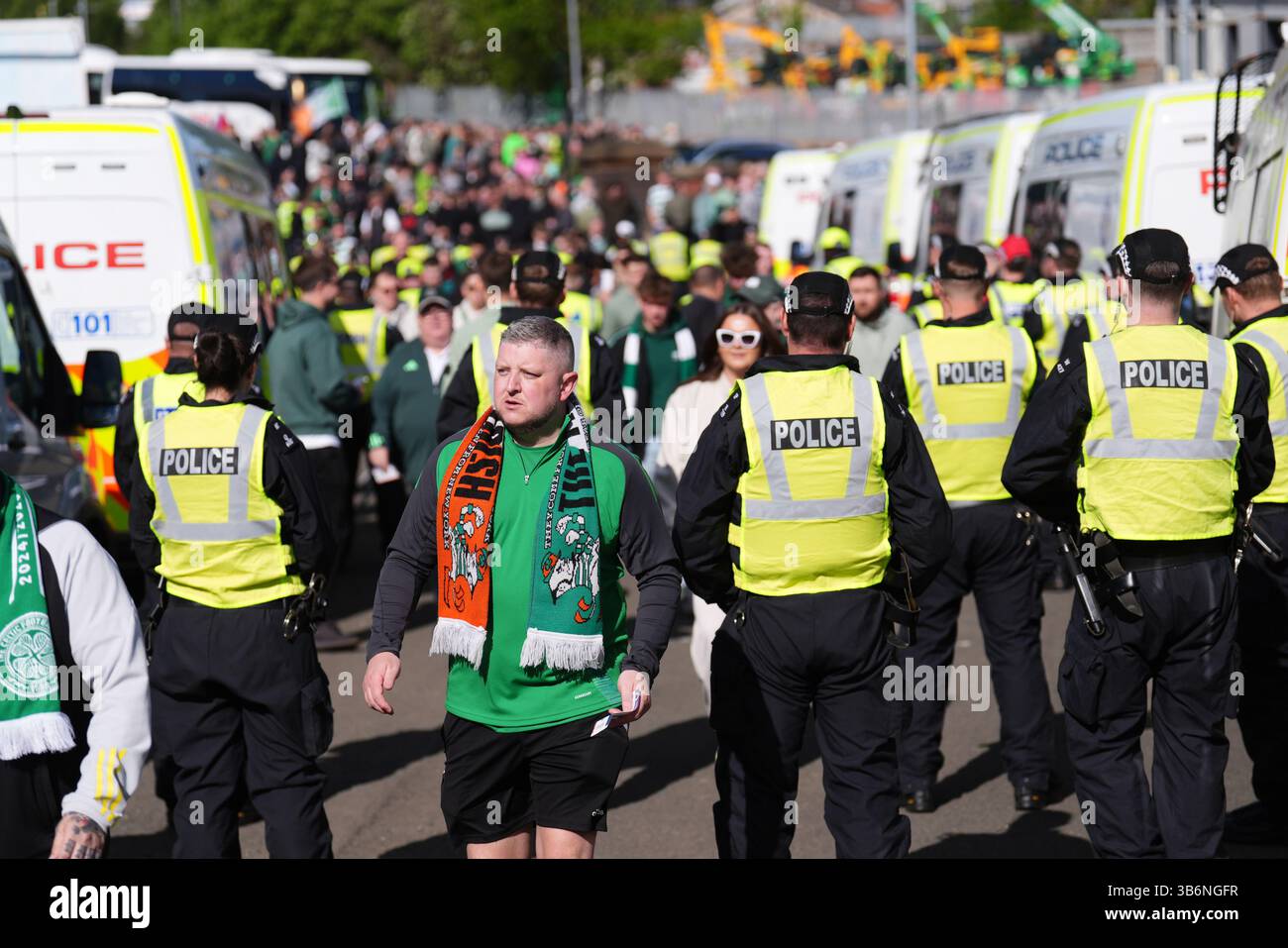 Police keep watch over Celtic fans arriving before the William Hill ...