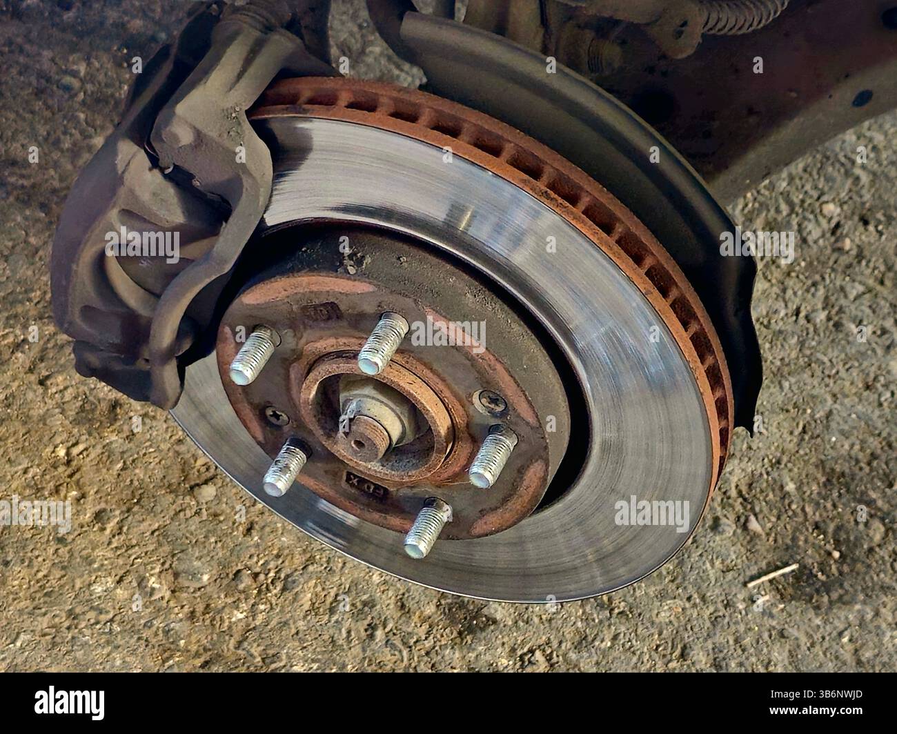 Car disc with its disc brakes that produce a friction to resist ...