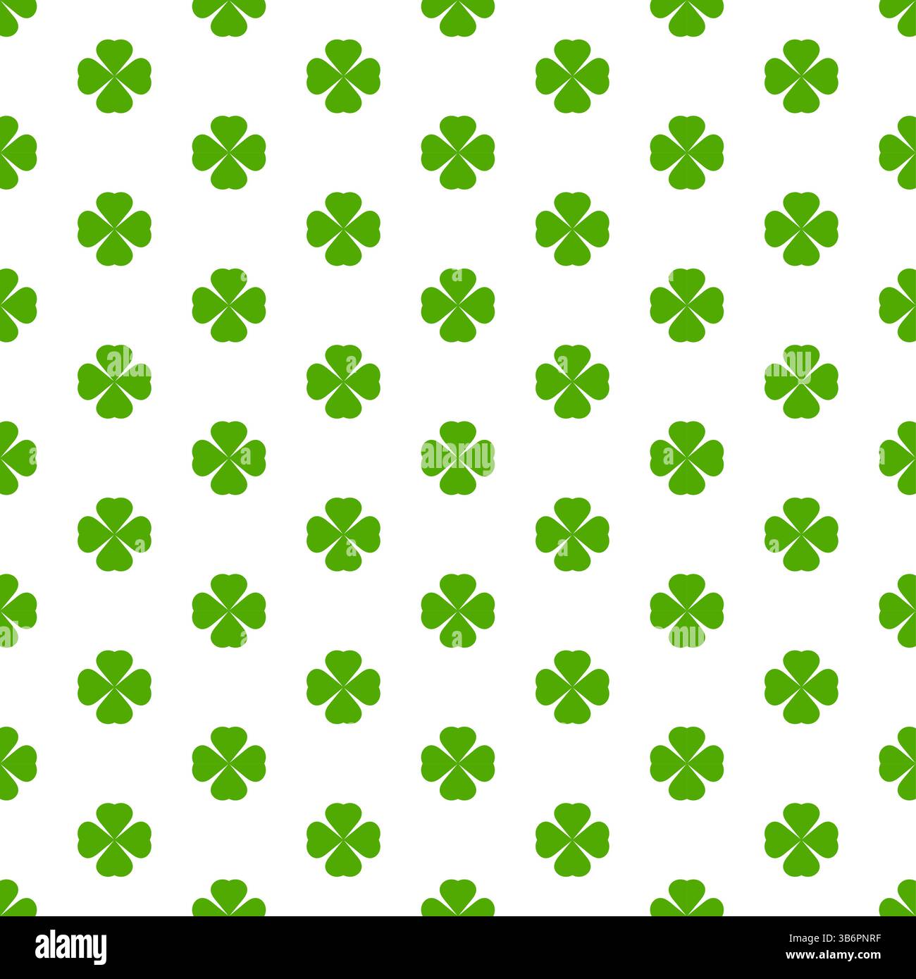 Floral green clover seamless pattern on white background for Patricks day. Stock Vector