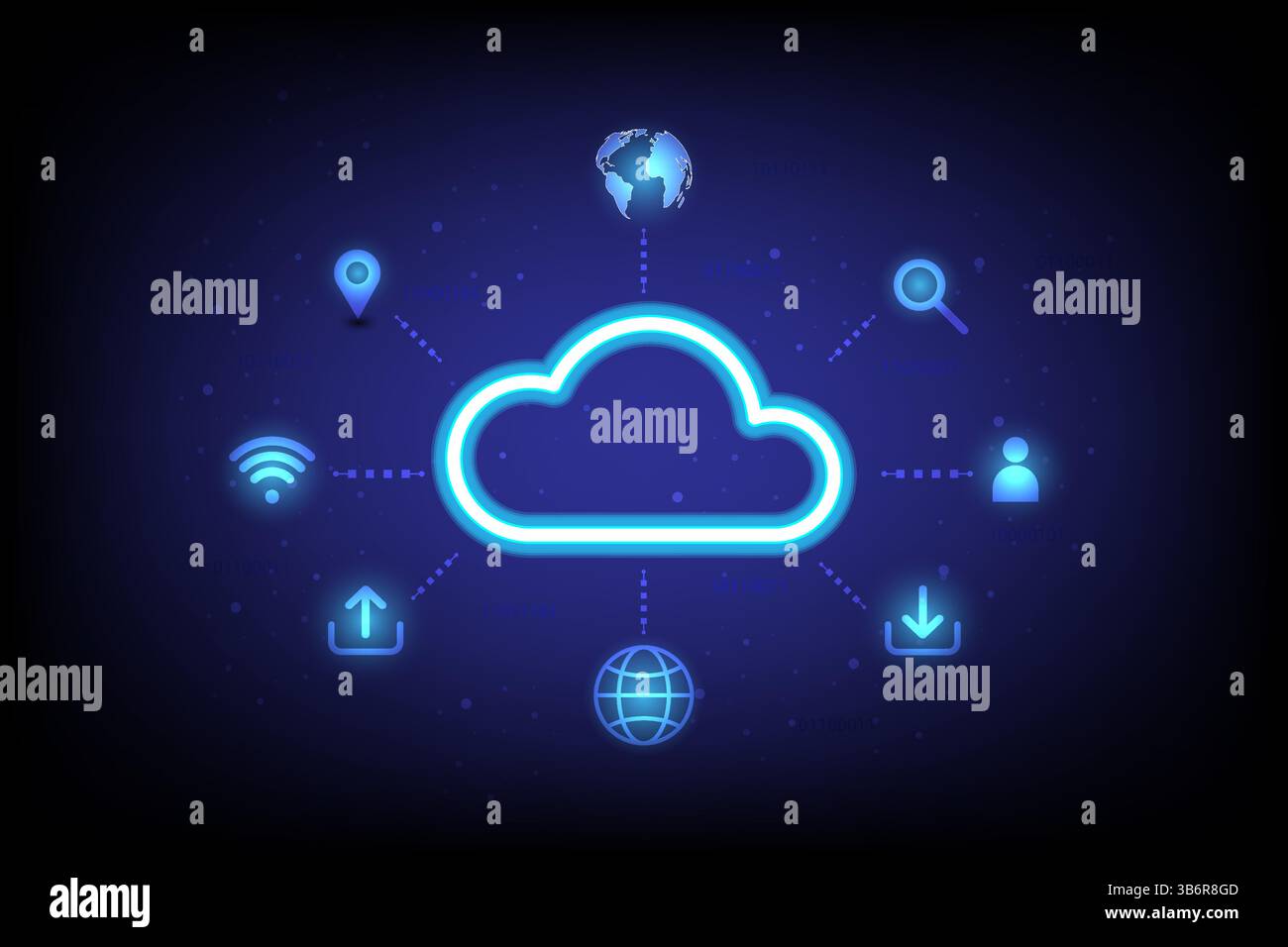 Cloud Computing technology data storage, data server connection concept, vector and illustration Stock Vector