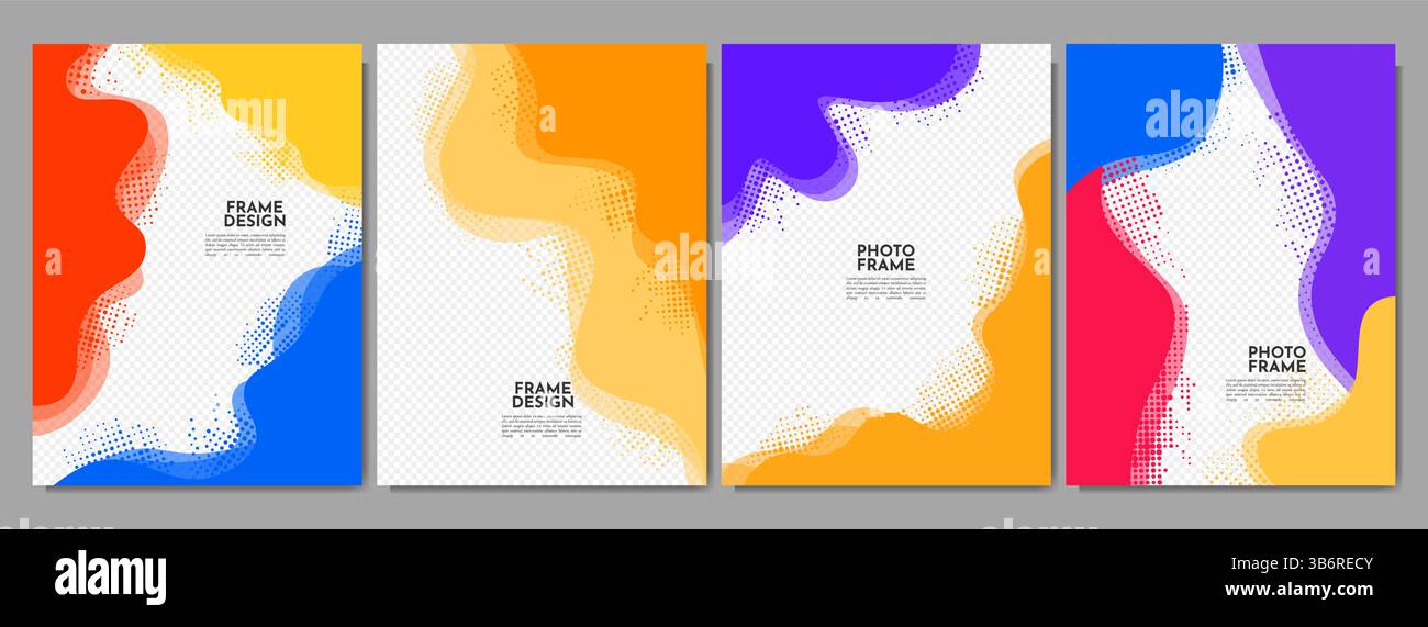 Vector illustration. Fluid motion concept. Abstract color frame set ...