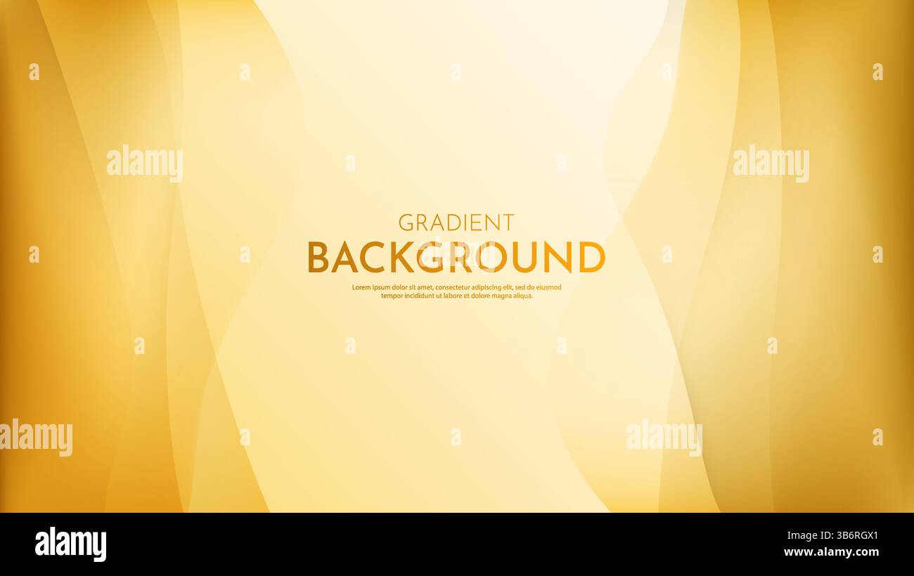 Vector illustration. Abstract background with smooth wavy gradient shapes. Minimalist design for web banner, website template, wallpaper. Soft yellow Stock Vector