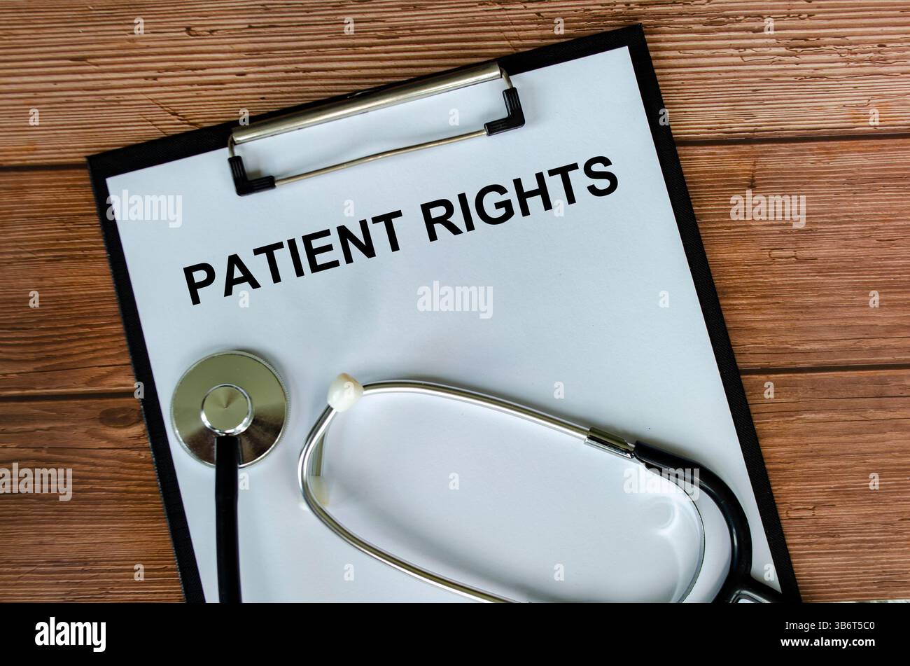 Top view of Patient Rights Text on white paper clipboard with ...