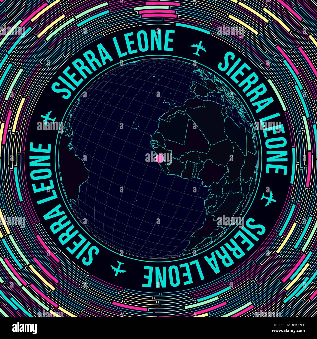 Sierra Leone on globe. Satellite view of the world centered to Sierra ...