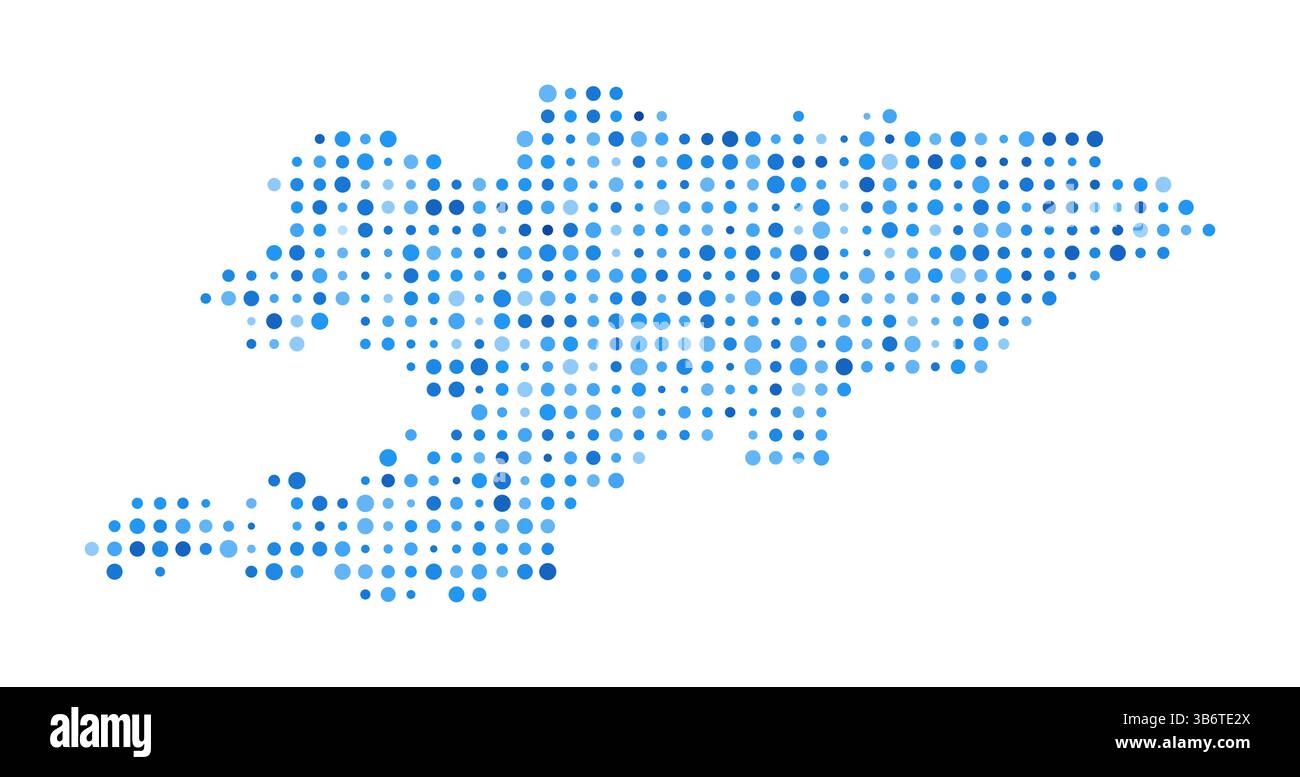 Kyrgyzstan Dot Map. Country Digital Style Shape. Kyrgyzstan vector image. Country shape blue circular dots. Elegant vector illustration. Stock Vector