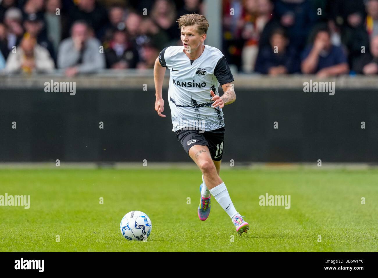 DEVENTER, NETHERLANDS - MAY 4: David Møller Wolfe of AZ runs with the ...