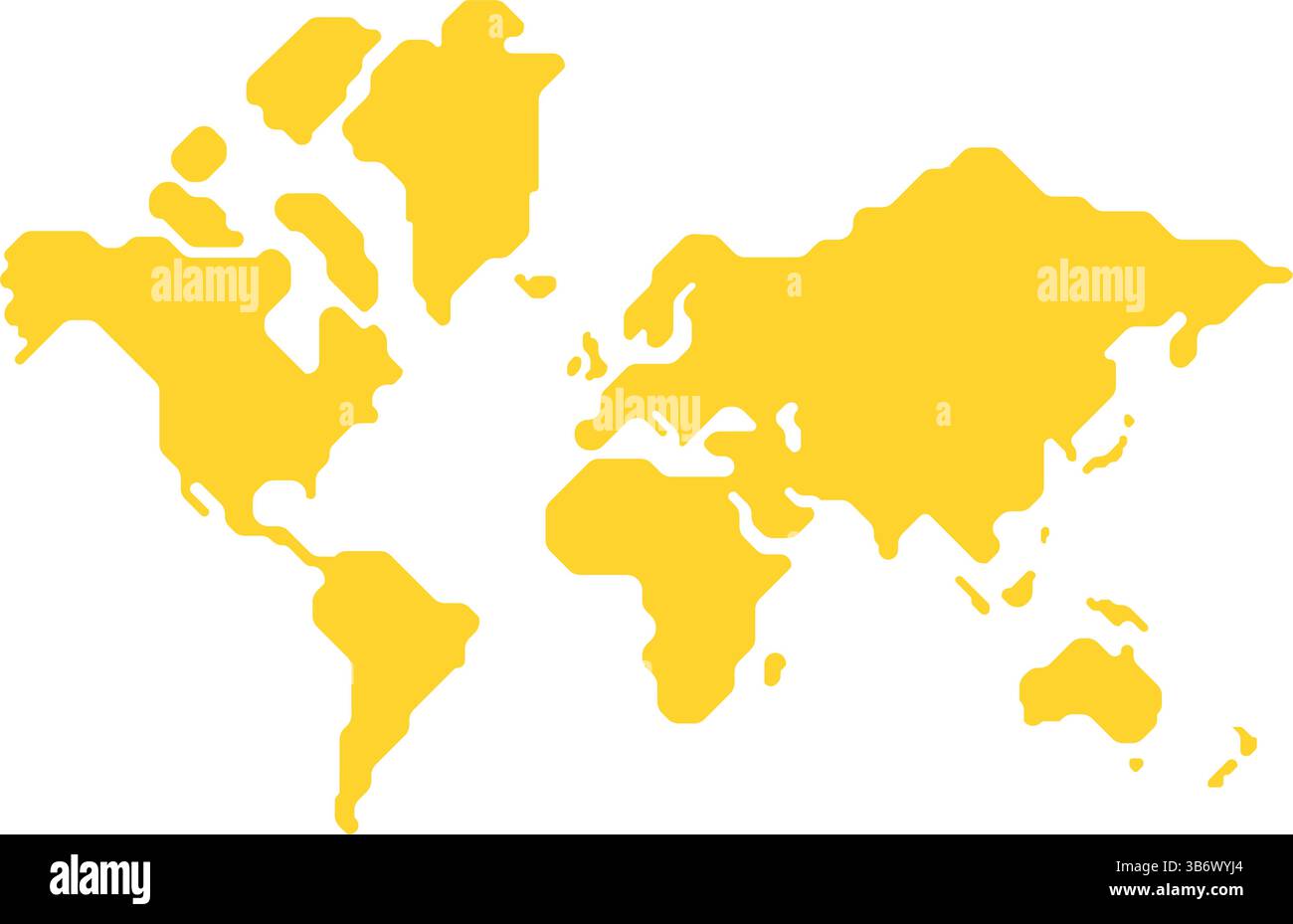 Simplified map of World in yellow-green color. Schematic vector