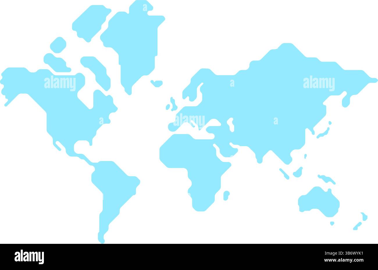 Simplified vector illustration of world map in blue color. World map in ...