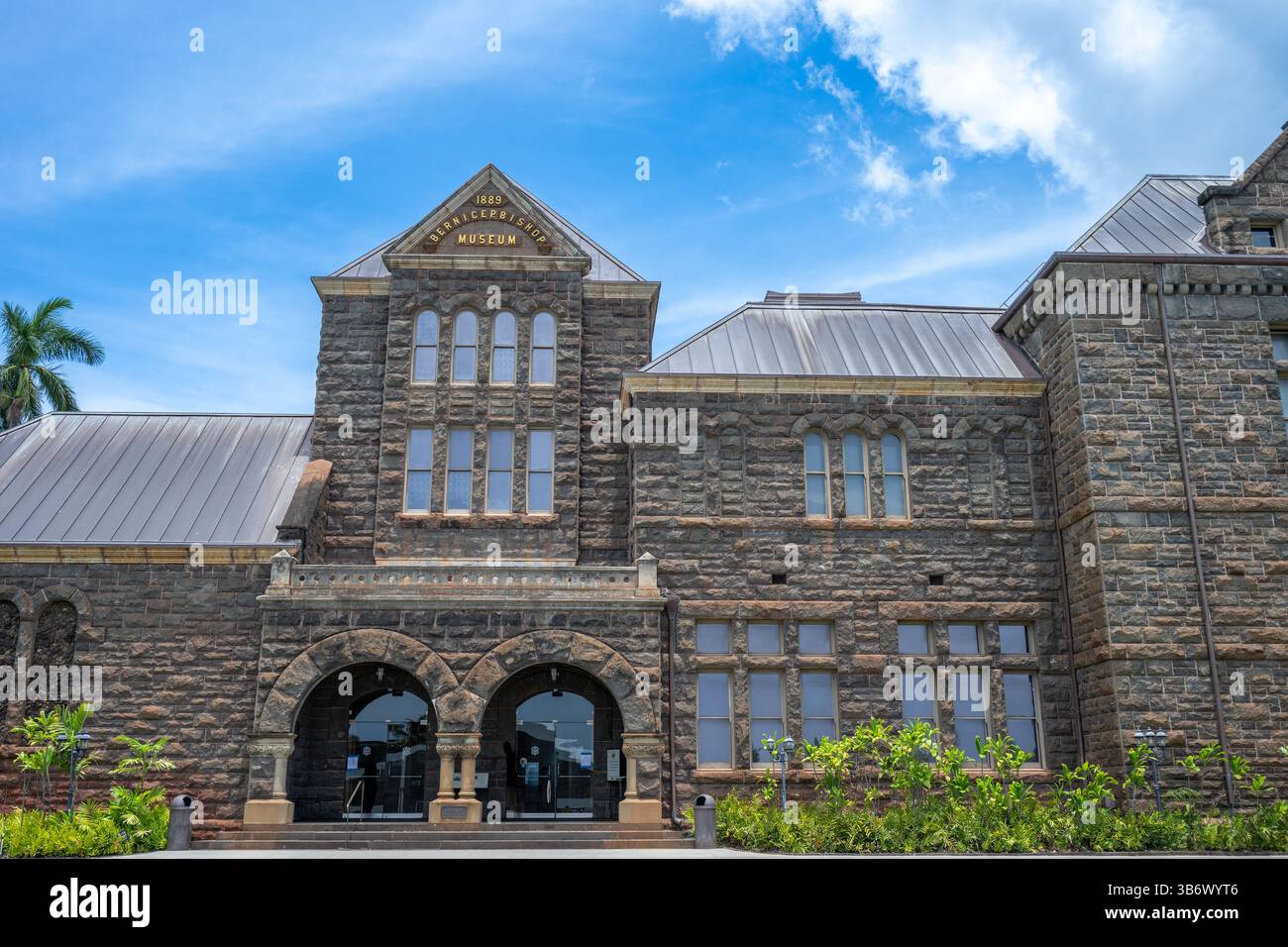 Honolulu, Hawaii, USA - 4.25.2025: Building entrance to the Hawaiian Hall Complex of the Bernice Pauahi Bishop Museum Stock Photo