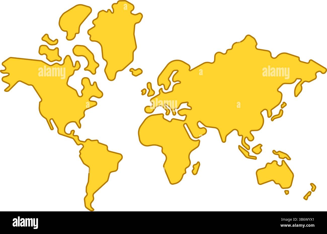 黄金色の世界地図 World map yellow color Stock Vector Image & Art - Alamy