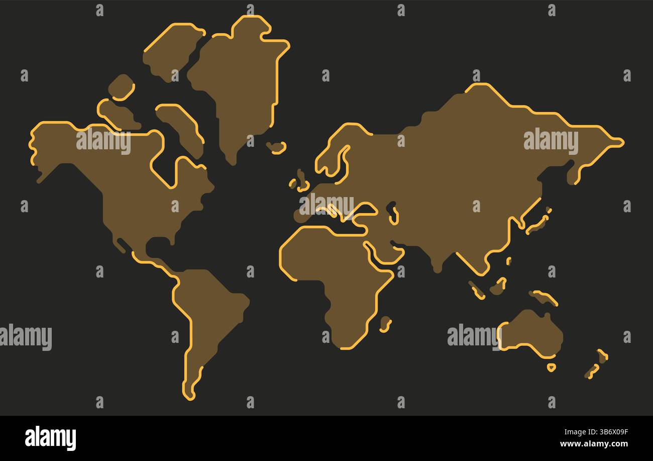 World map vector illustration for dark background. World map in modern ...