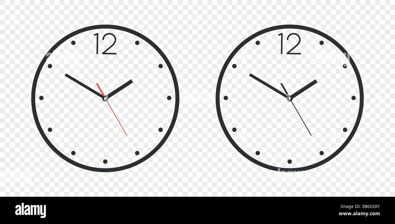 Flat Vector Wall Office Clock Face Set. Clock Dial and Clock Hands ...